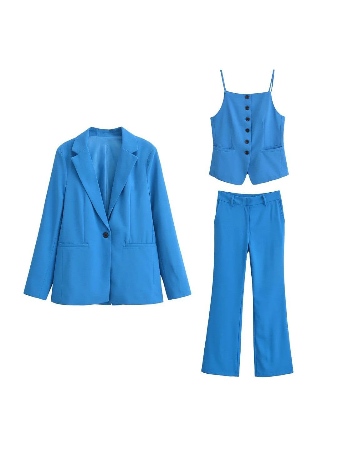 Blazer With Vest & Wide Leg Pants 3 Piece Coord Set