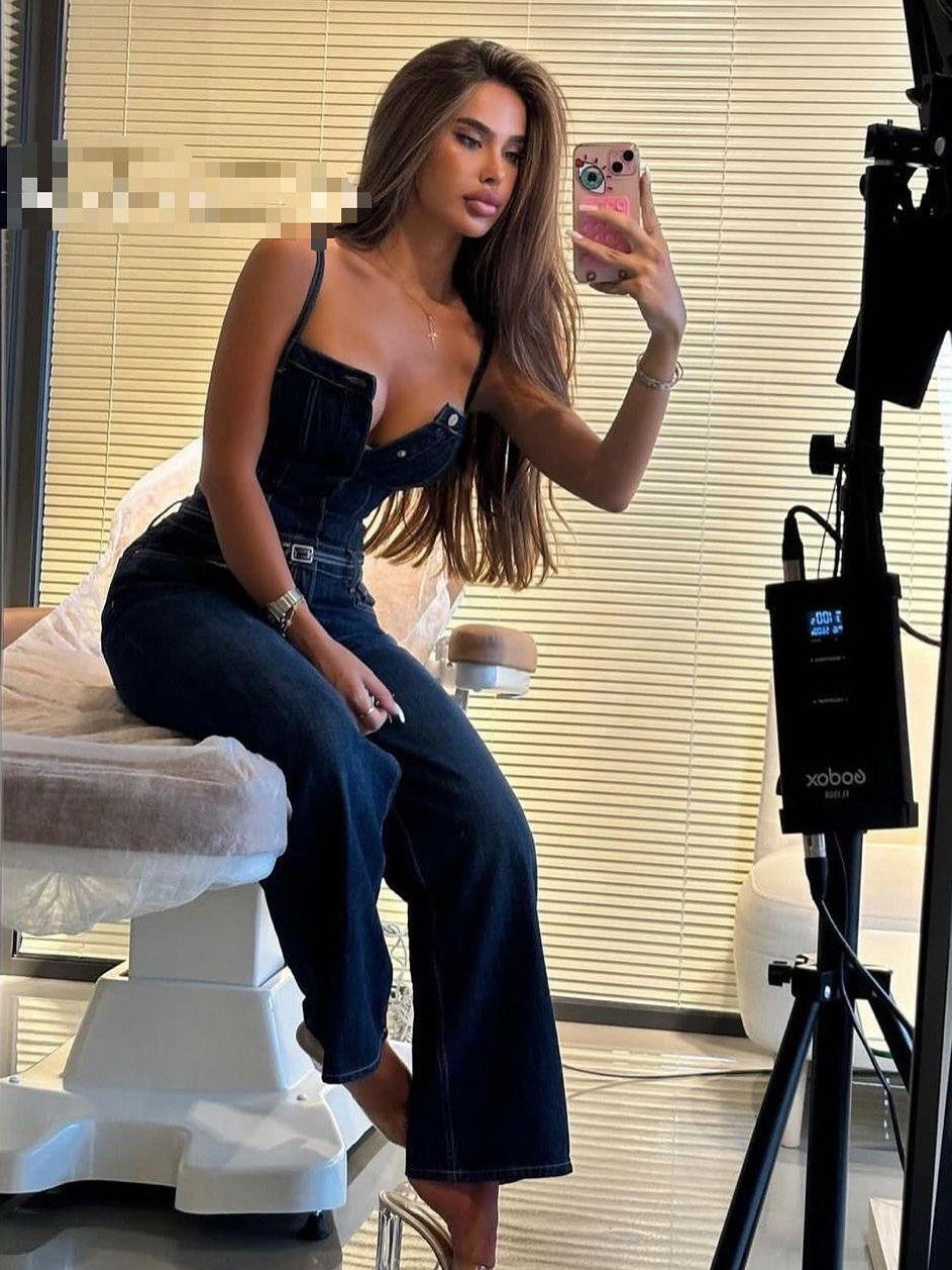 Spaghetti Strap Denim Jumpsuit