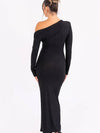 One Shoulder Shimmer Ruched Maxi Dress