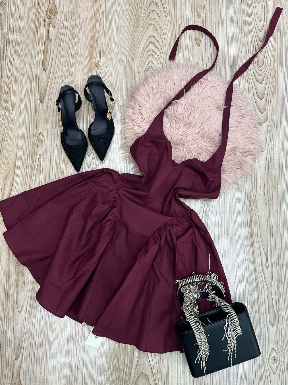 Tied Halterneck Flare Short Dress Tied Halterneck Flare Short Dress