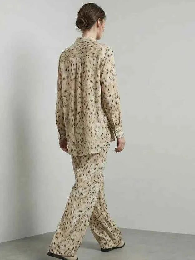 Abstract Print Relaxed Shirt & Wide-Leg Trouser Set