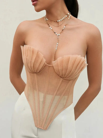 Shell Pleated Corset Top
