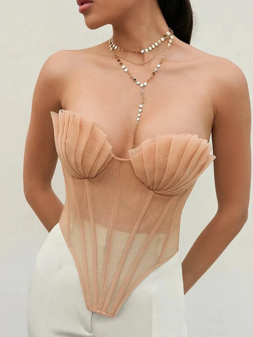 Shell Pleated Corset Top