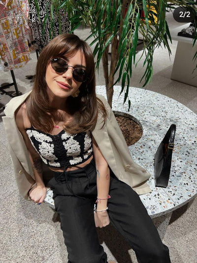 Embroidered Crop Top and Skirt Coord Set