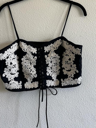 Embroidered Crop Top and Skirt Coord Set