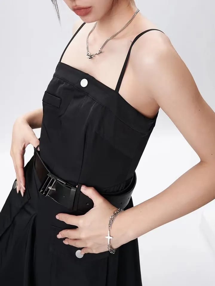 Black Amelia Dress with Belt