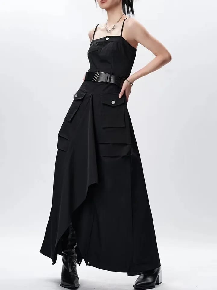 Black Amelia Dress with Belt