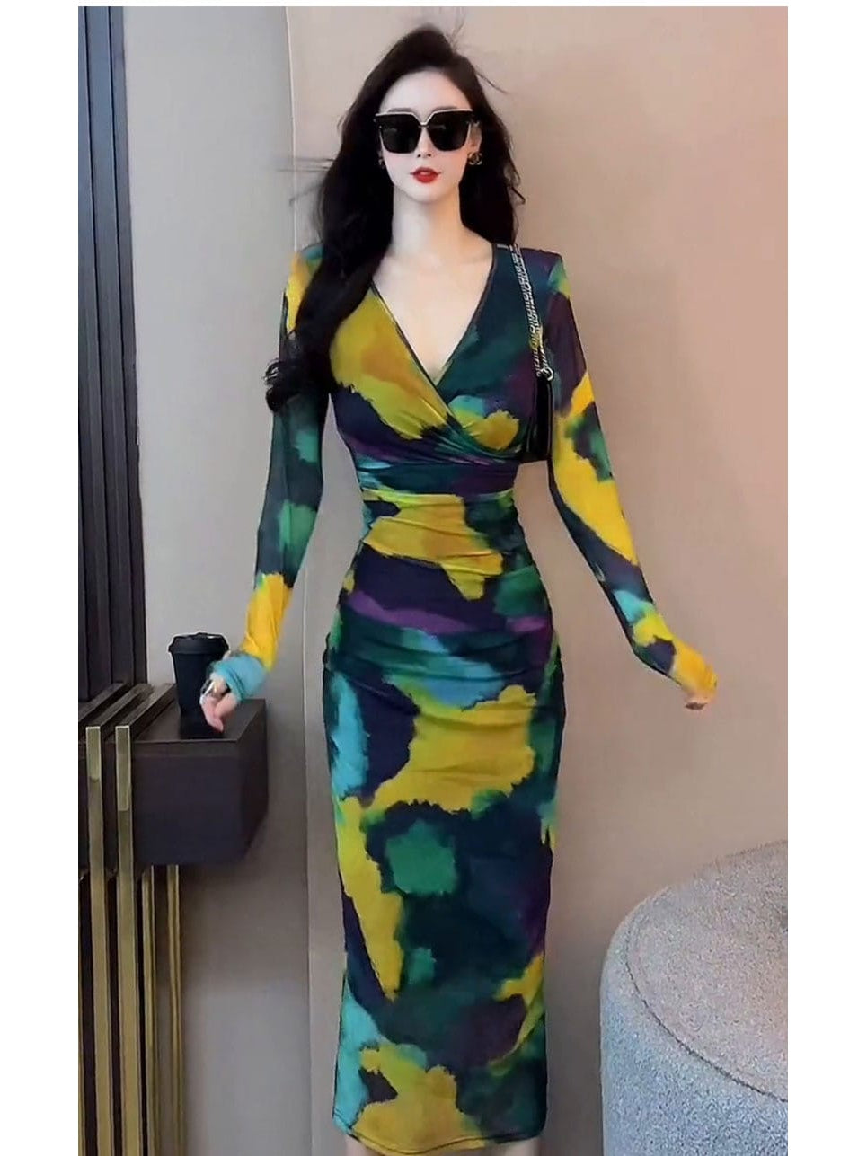 Get Contrast Floral Printed Green Full Sleeves Maxi Dress at ₹ 1999 | LBB  Shop