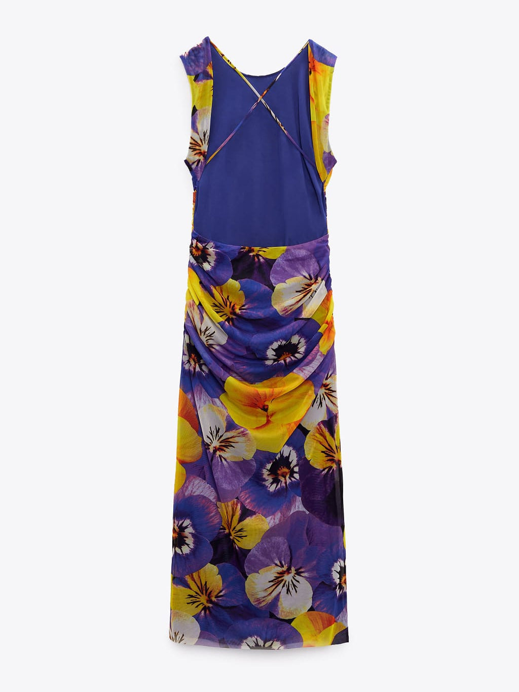 Floral Print Sleeveless Backless Mesh Tulle Dress