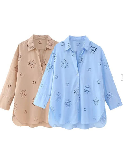 Cotton Hollow Out Shirt