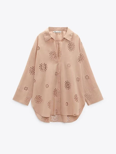 Cotton Hollow Out Shirt