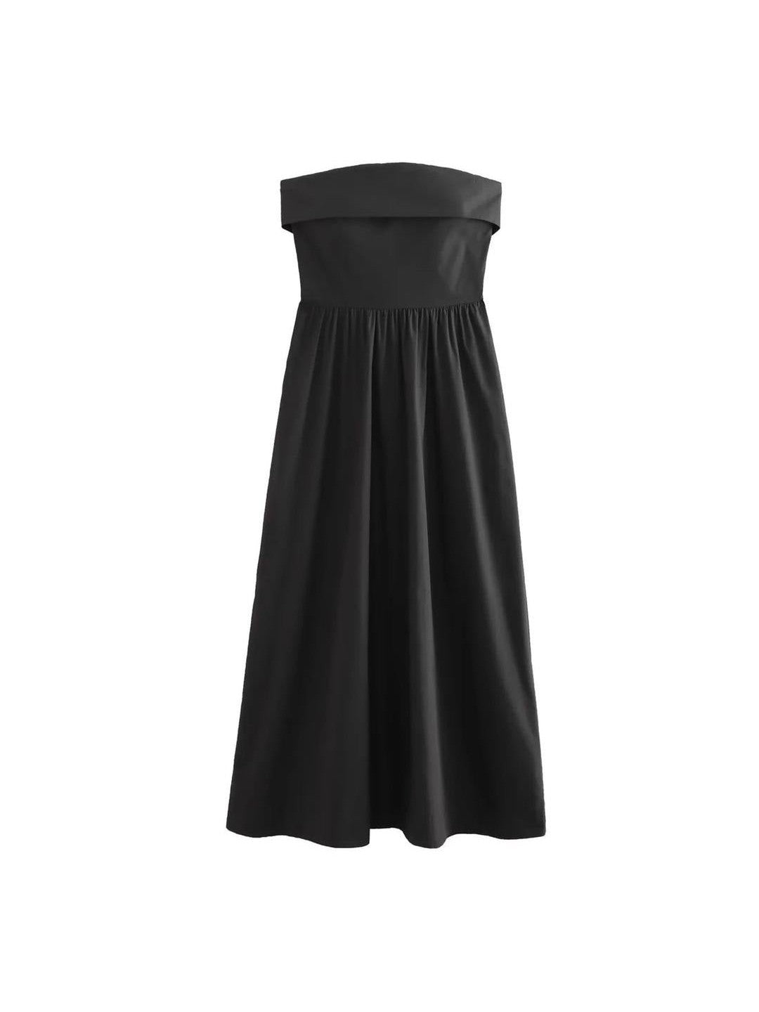 Black Casual Tube Maxi Dress