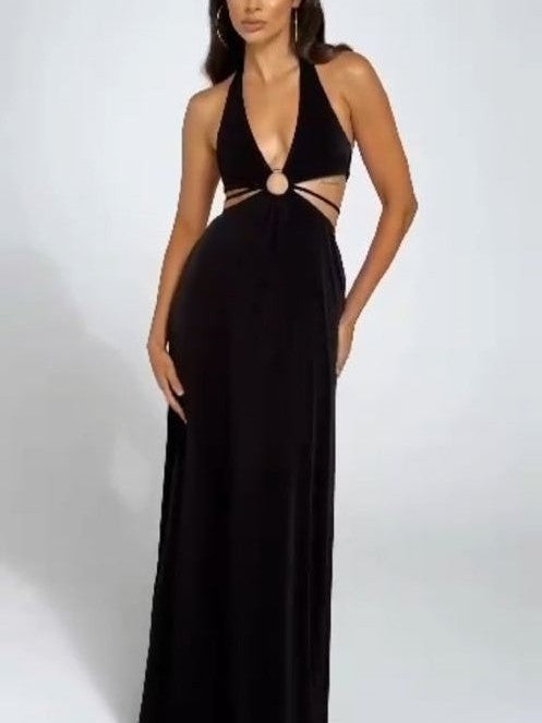 Black Halterneck HolloDressw Out