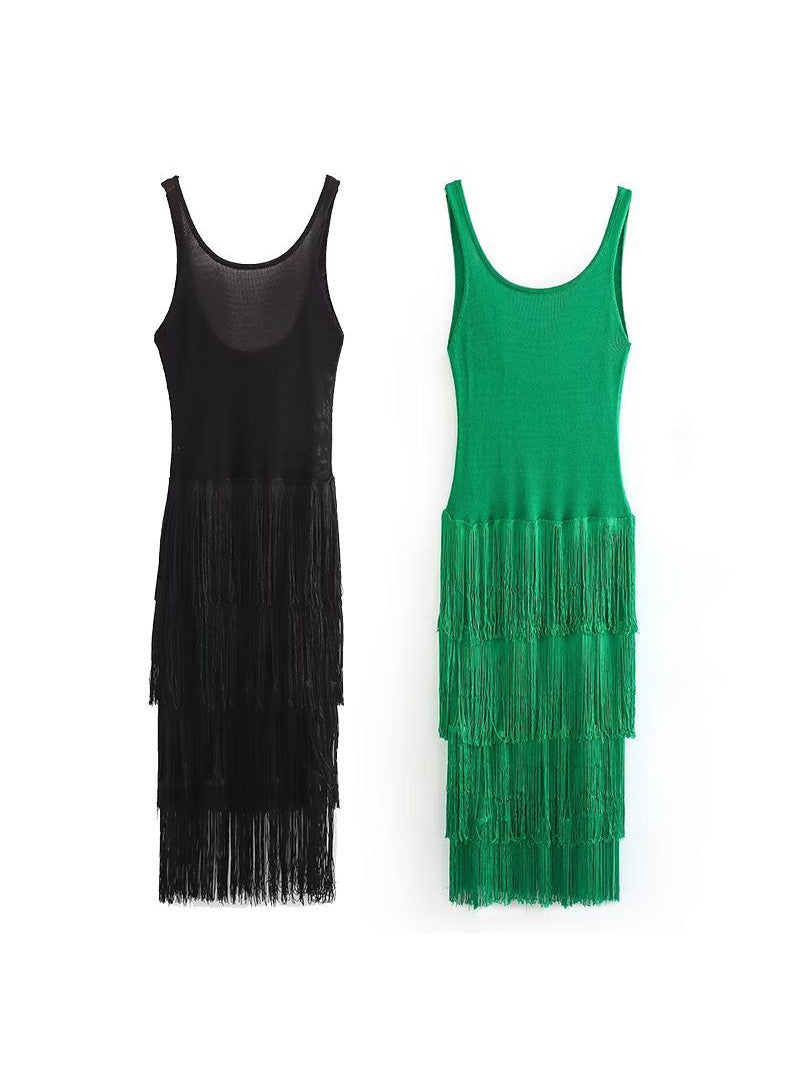 Knitted Tassel Fringe Maxi Dress