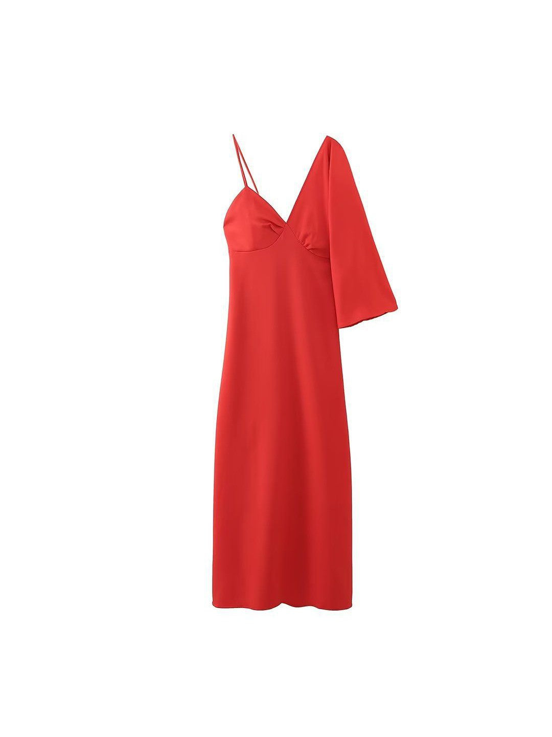 One Shoulder Red Maxi Dress
