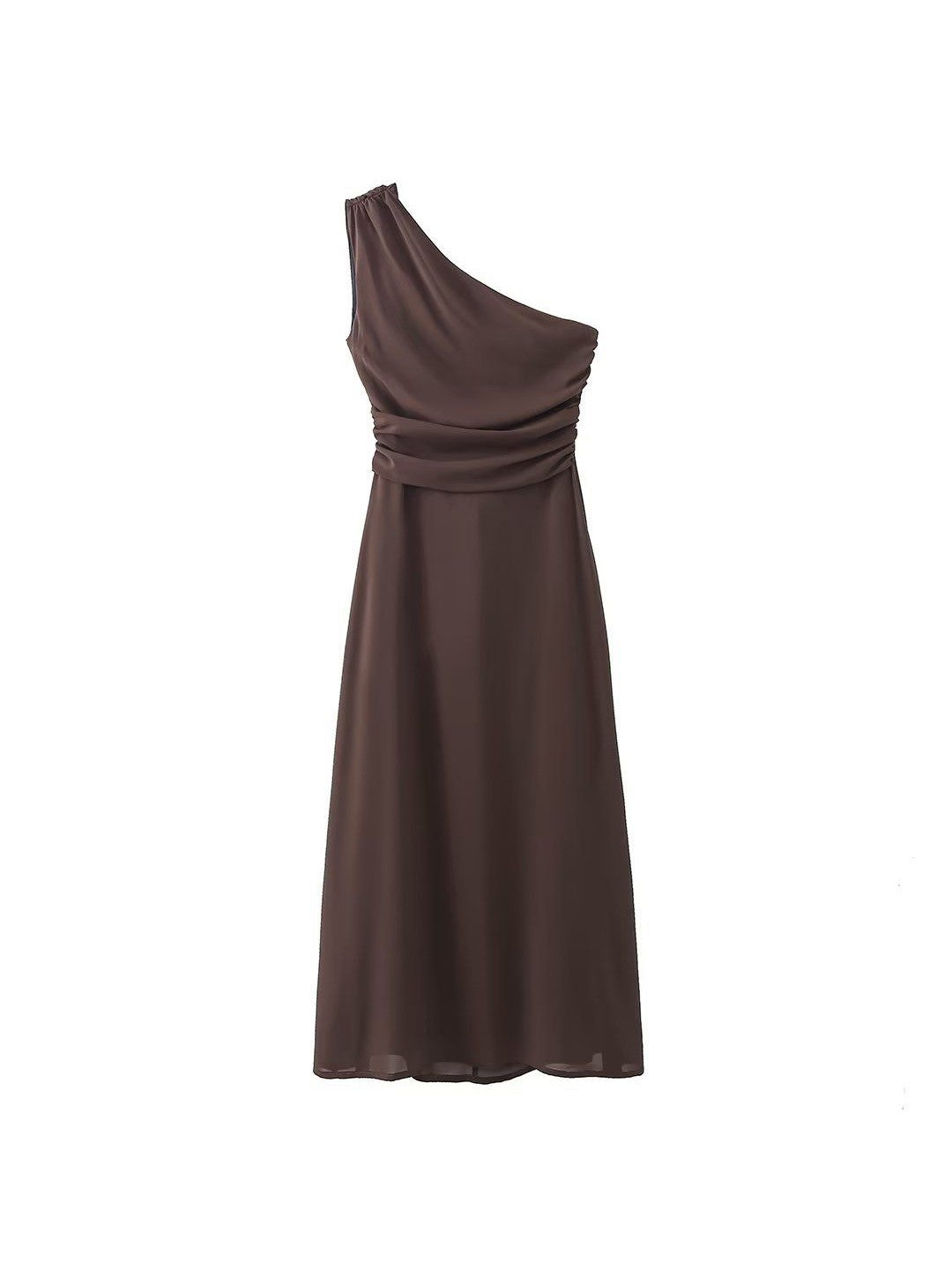 Brown One Shoulder Backless Maxi Dress