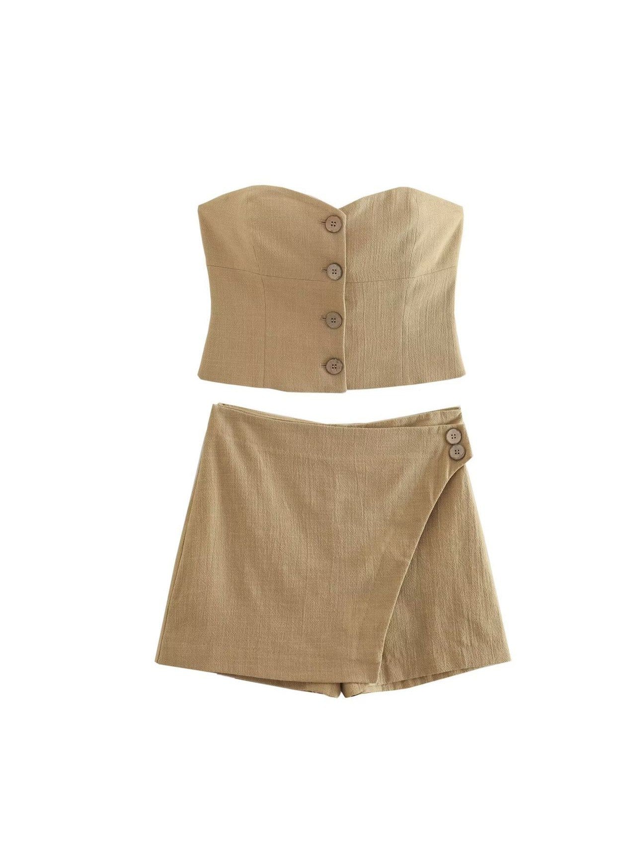 Linen Tube Top & Skirt Coord Set