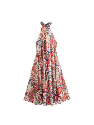 Halterneck Floral Print Casual Dress