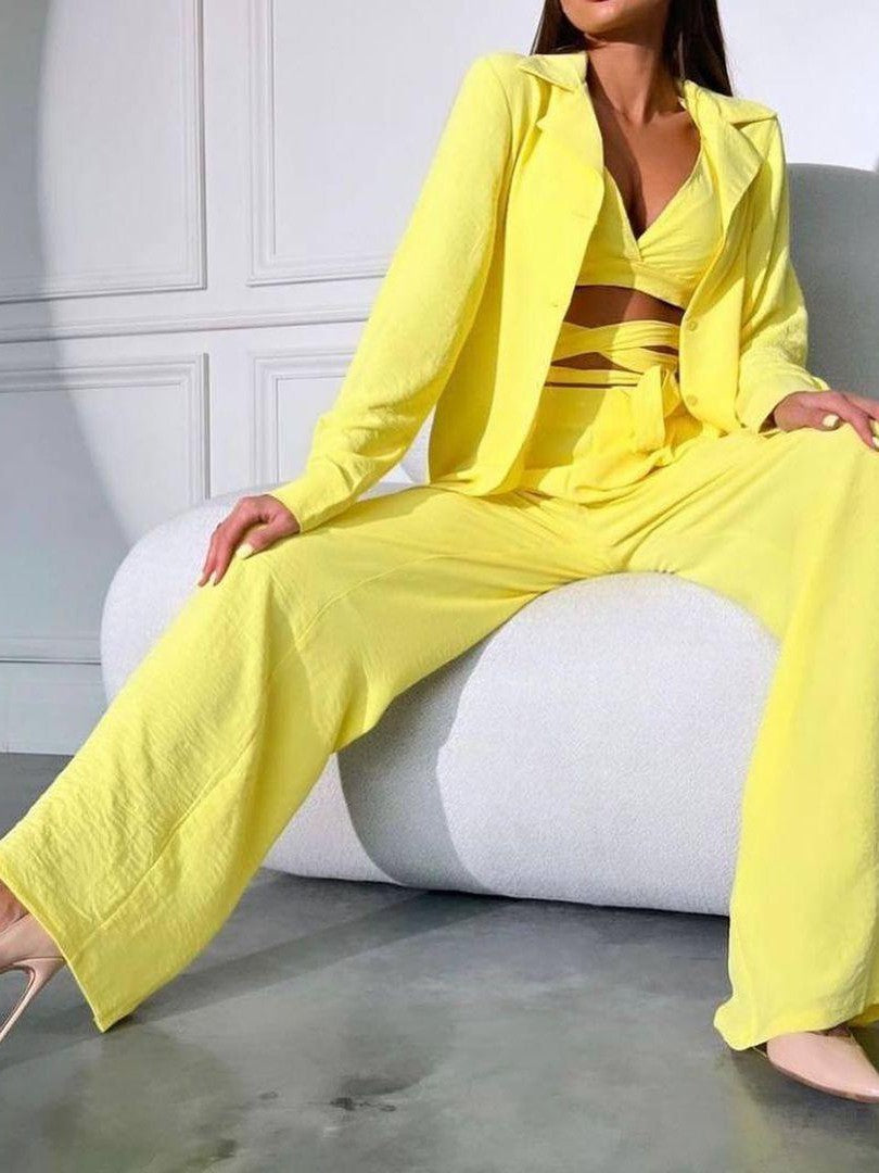 Crush Shirt with Braletter & Pants Coord Set