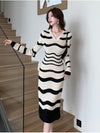 Stripped Knitted Short Sleeve Dress