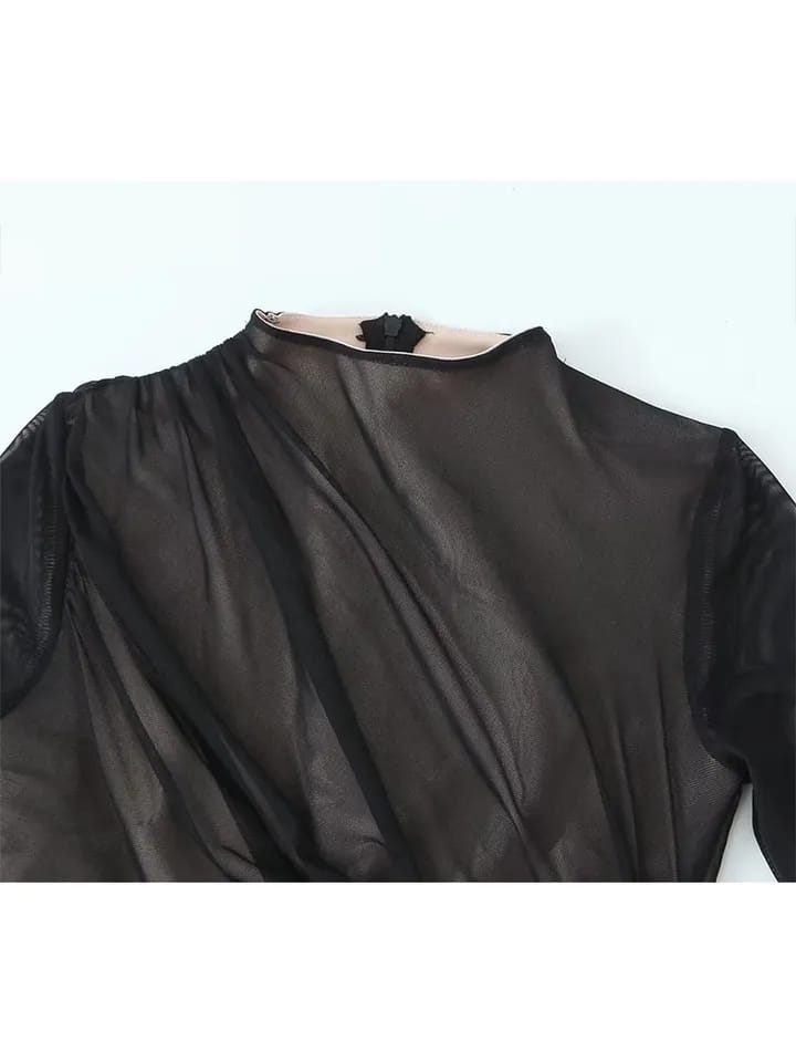 Mesh Bodycon Full Sleeves BodySuit