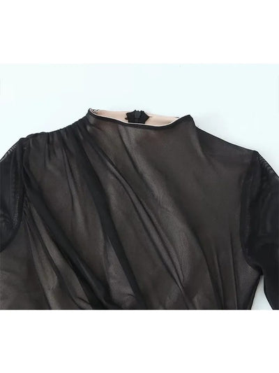 Mesh Bodycon Full Sleeves BodySuit