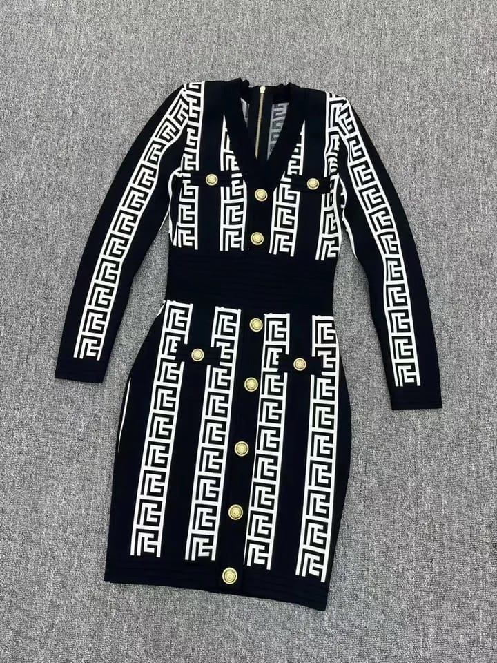 Print Vintage Black B A Dress