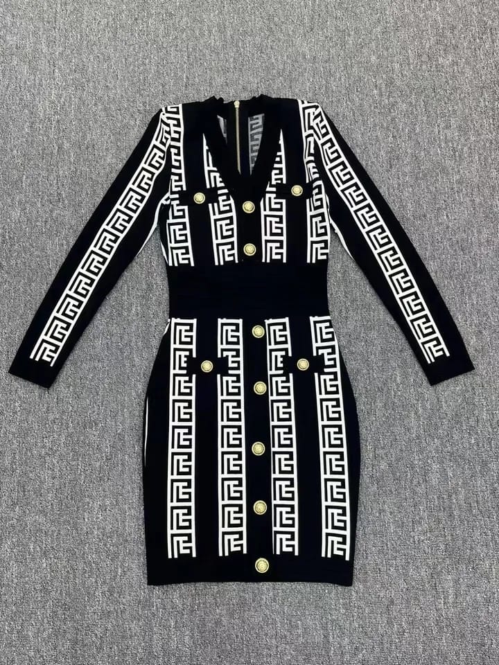 Print Vintage Black B A Dress