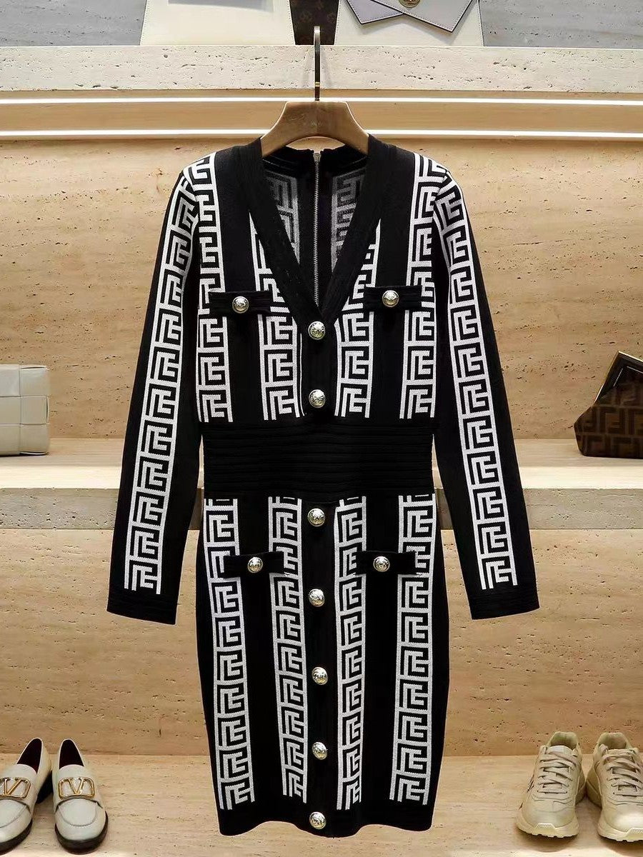 Print Vintage Black B A Dress