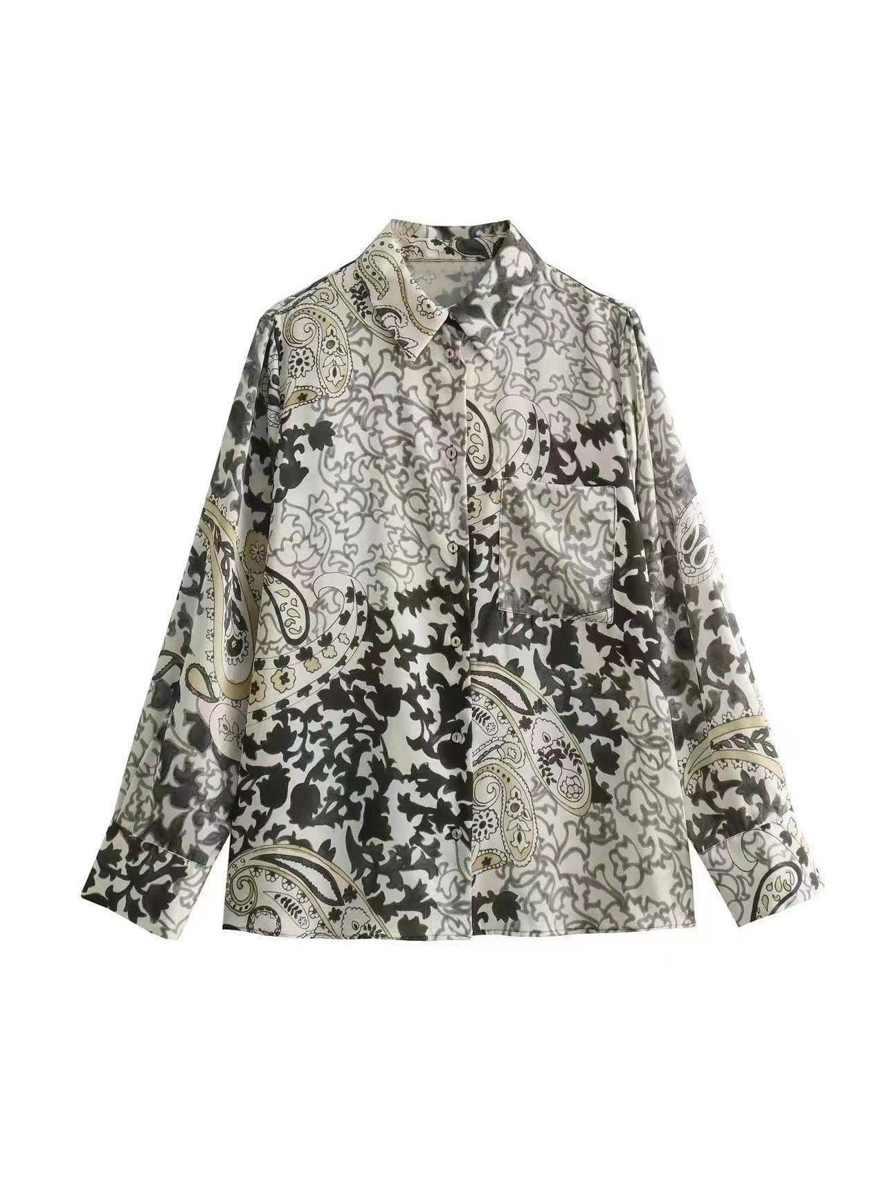 Oversized Fit Printed Satin Shirt