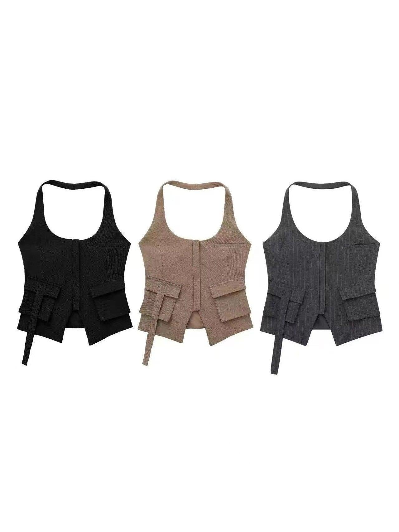 Halterneck Waistcoat Vest Top