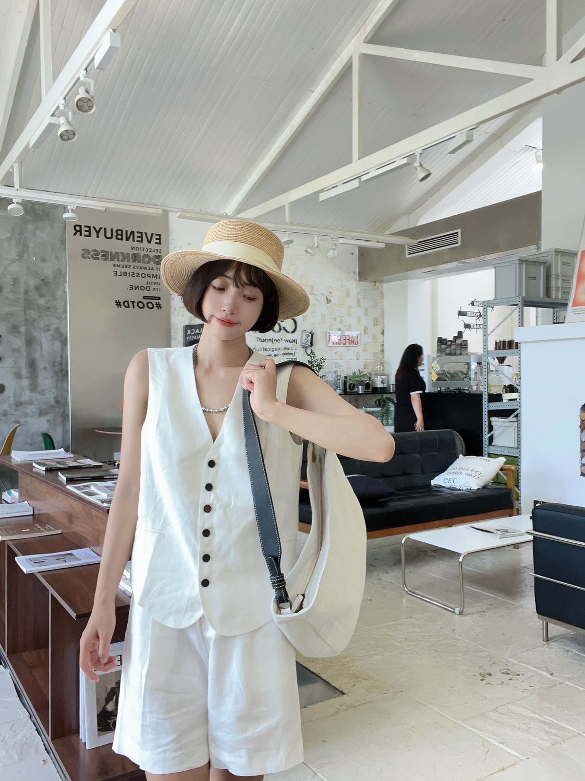 Oversized FIt Waist Coat Vest & Short Coord Set