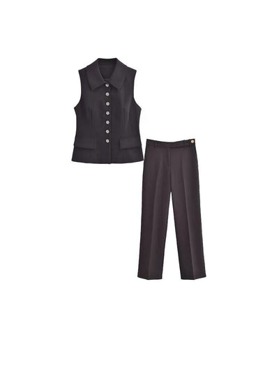 Long Waist Coat Vest & Pants Coord Set