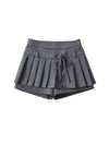 Pleated Short Drawstring Skort Skirt