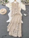 Asymmetric Crochet Beach Top & Skirt Coord Set