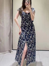 Embroidered Slit Maxi Cotton Dress