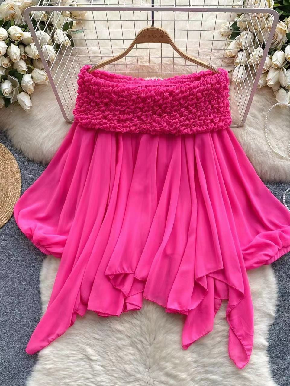 Off Shoulder Ruched Loose Blouse