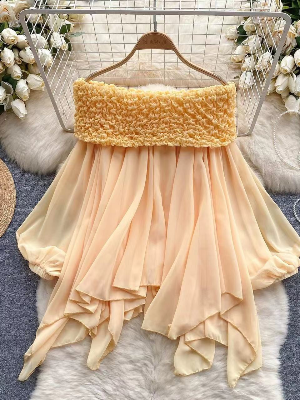 Off Shoulder Ruched Loose Blouse