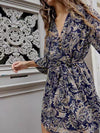 Paisley Print Long Sleeves Short Dress