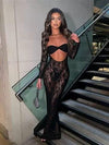 See Through Cutout Lace Maxi Dress