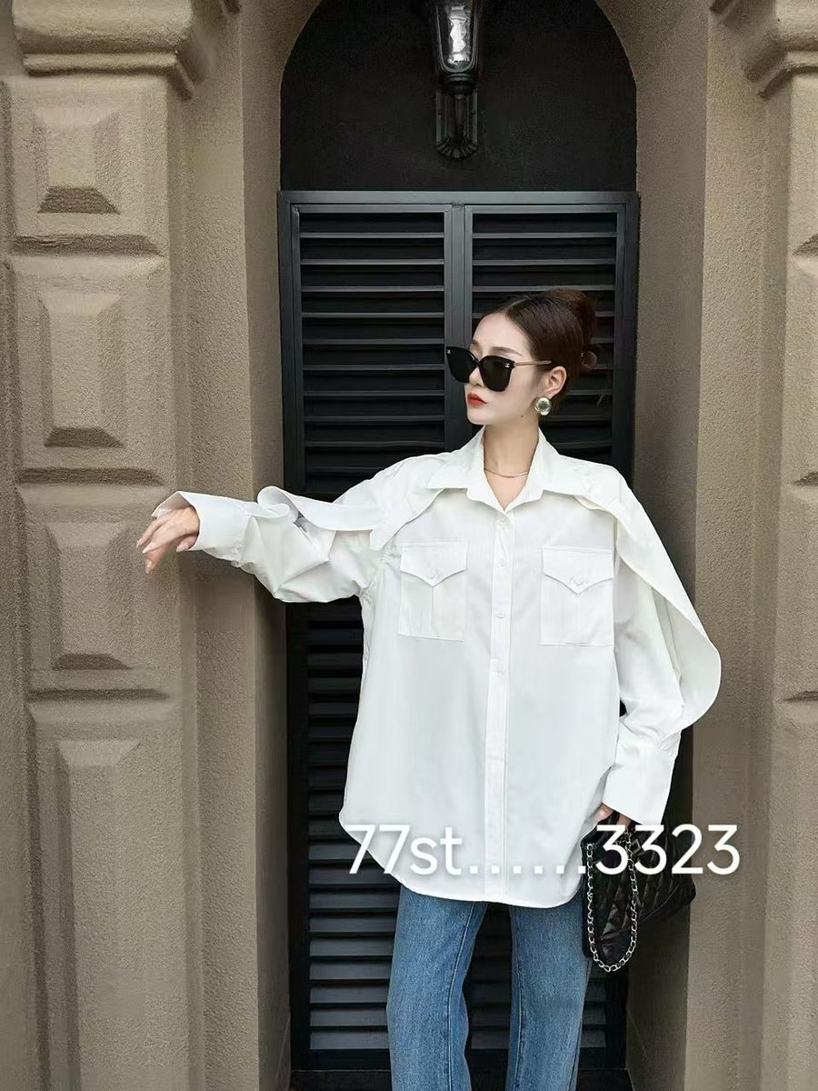 Oversized Fit Shirt Dress with Pockets