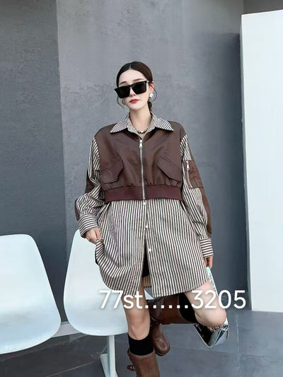 Oversized fit Shirt Dress with Attached Jacket