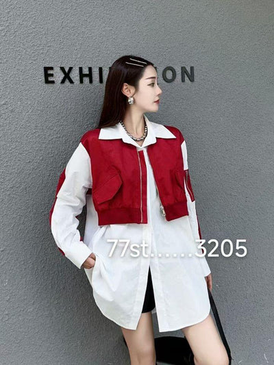 Oversized fit Shirt Dress with Attached Jacket