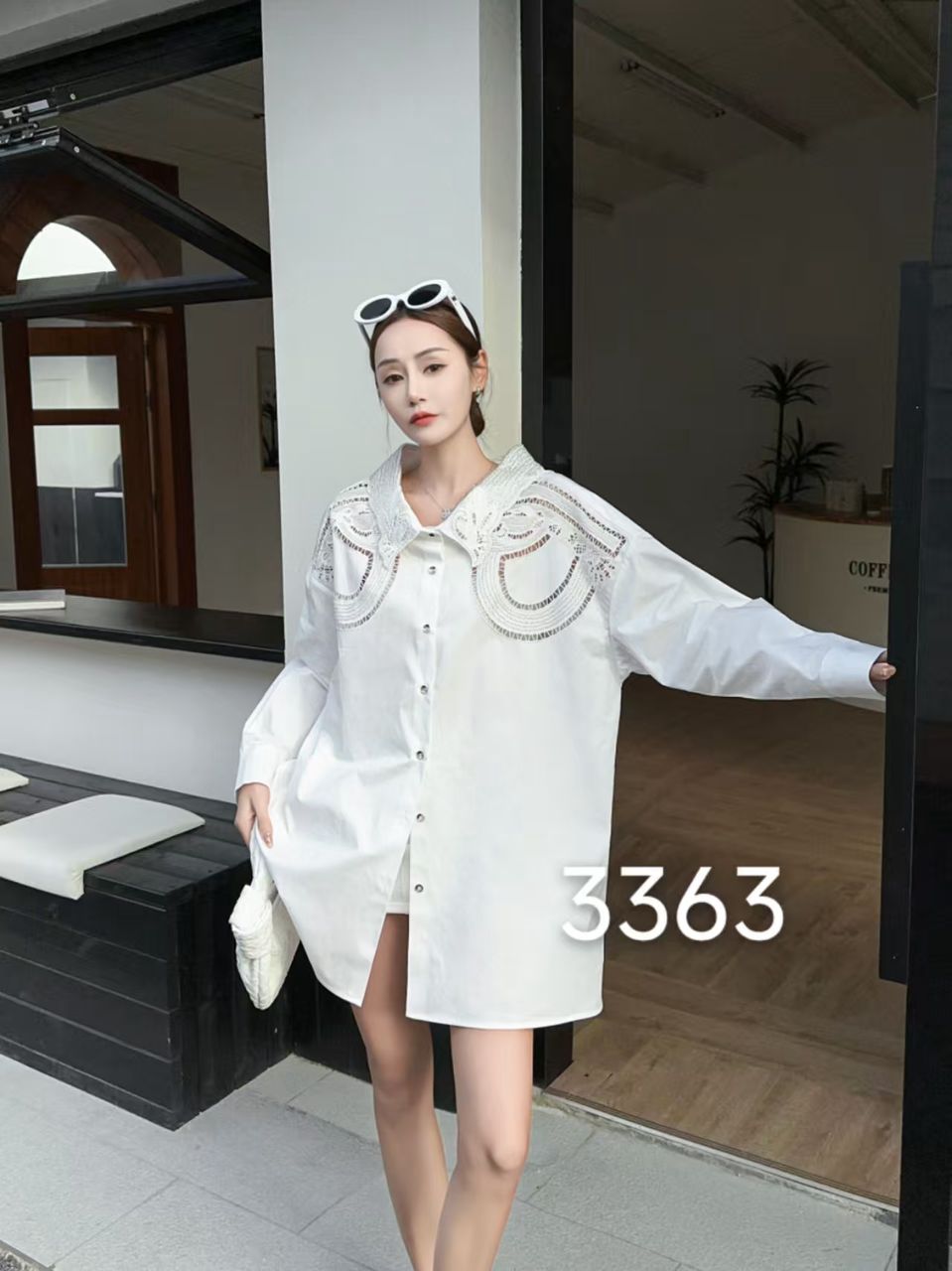 Embroidered Beads Oversized fit Shirt Dress