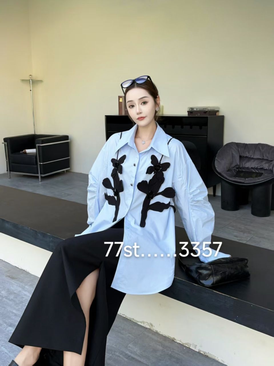 Oversized fit Butterfly Applique Shirt Dress