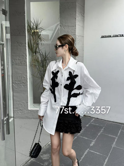Oversized fit Butterfly Applique Shirt Dress
