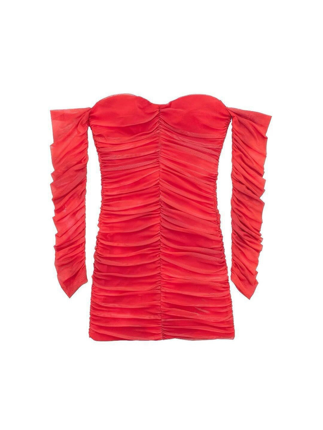 Red Tube Ruched Short Bodycon Dress