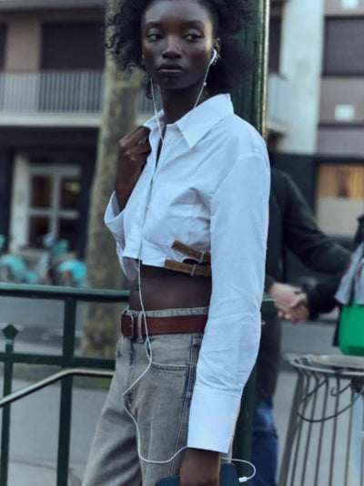 White Crop Shirt