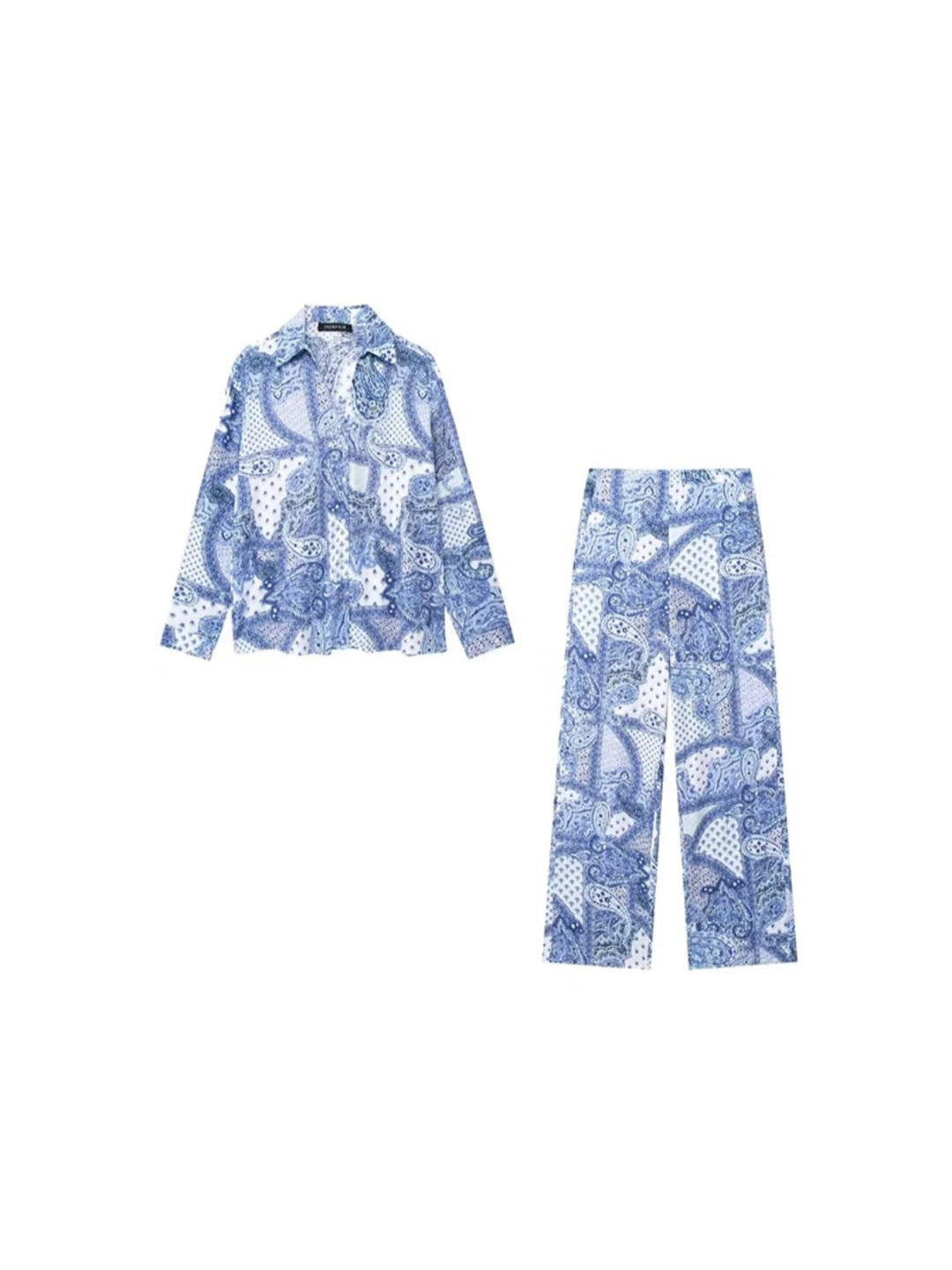 Paisley Print Shirt & Pant Coord Set