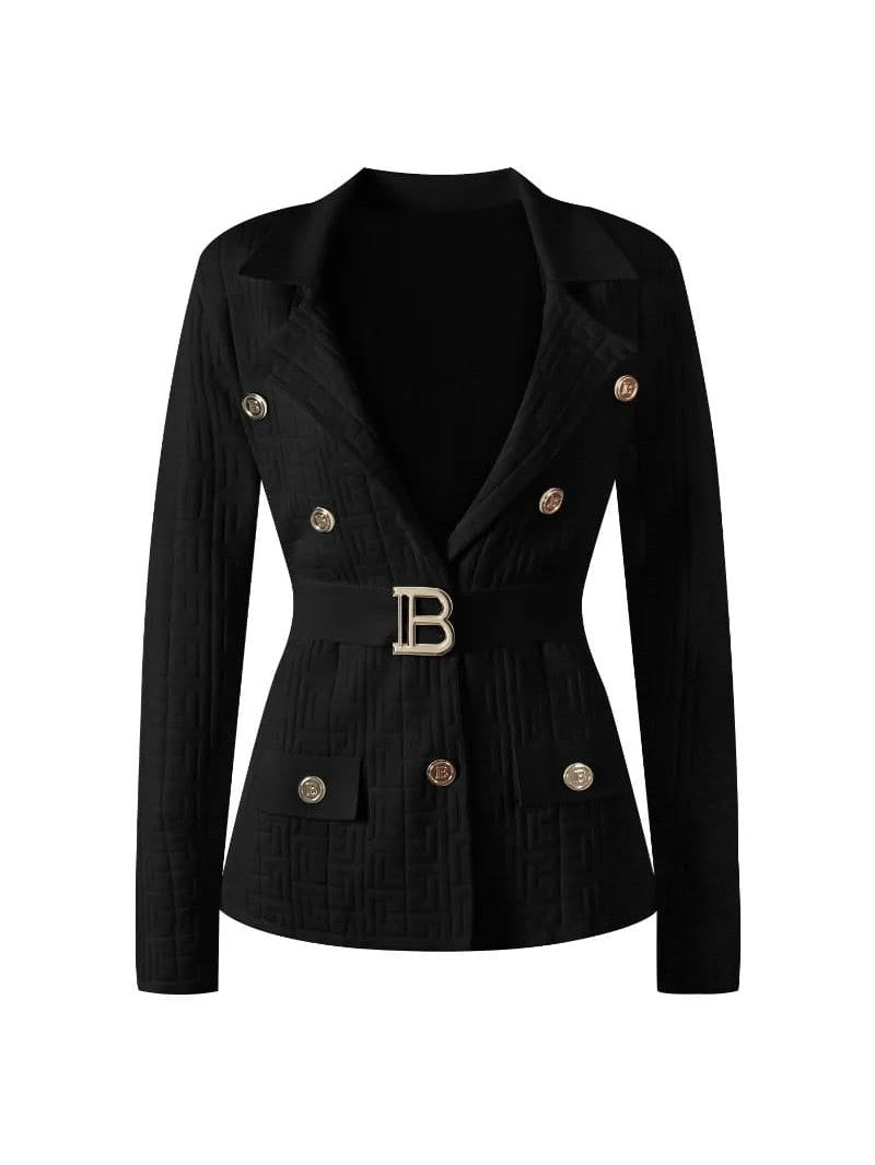 Print Short Blazer With Belt